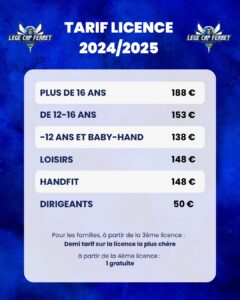 tarifs saison 2024-2025